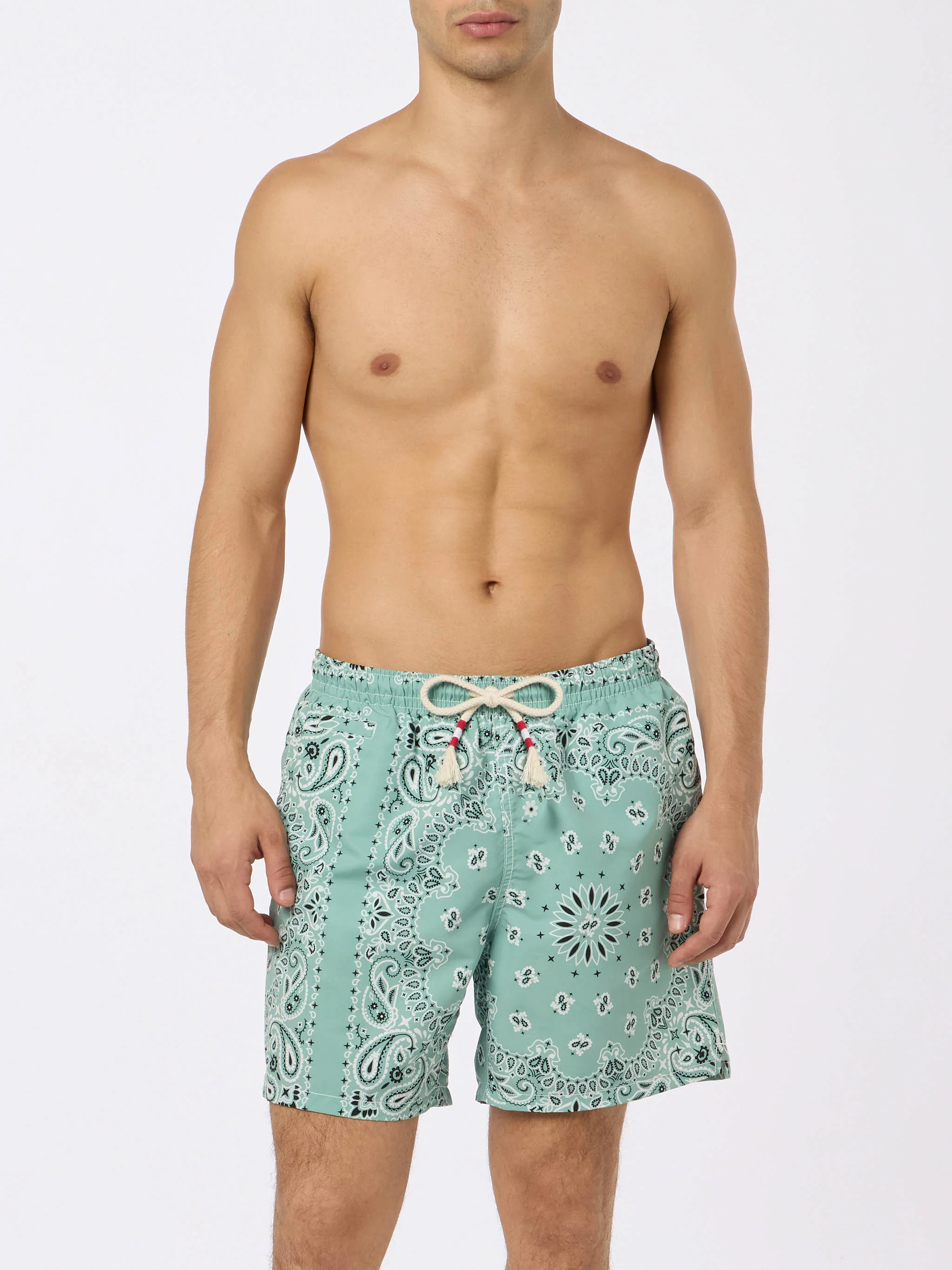 Caprese saliegroene mid-length herenbadpak