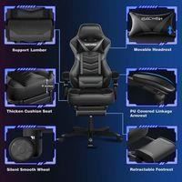 Sedia da gaming, sedia da ufficio ergonomica con schienale alto, poggiapiedi, poggiatesta, supporto lombare e funzione massaggio - Grigio