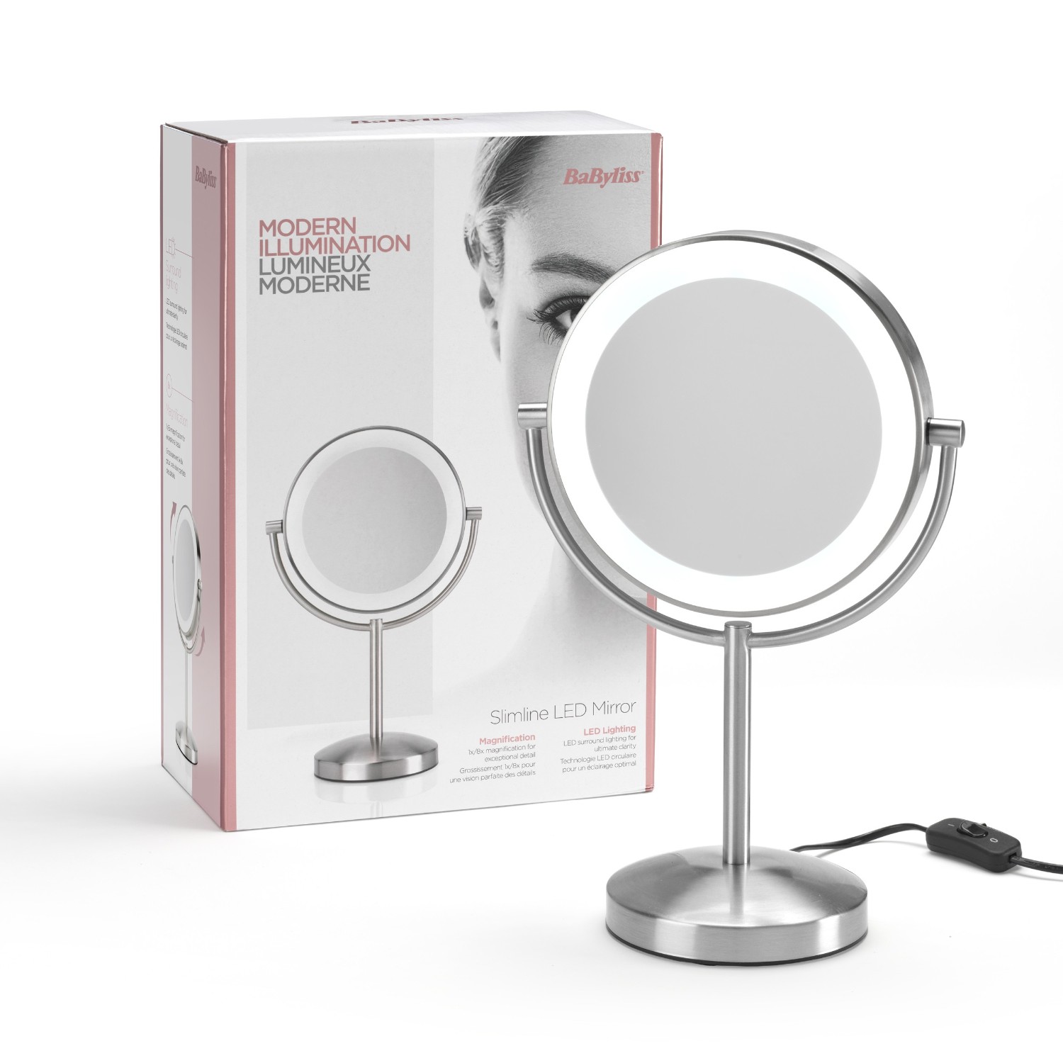 BaByliss 9437E - Miroir Slimline Led à deux faces