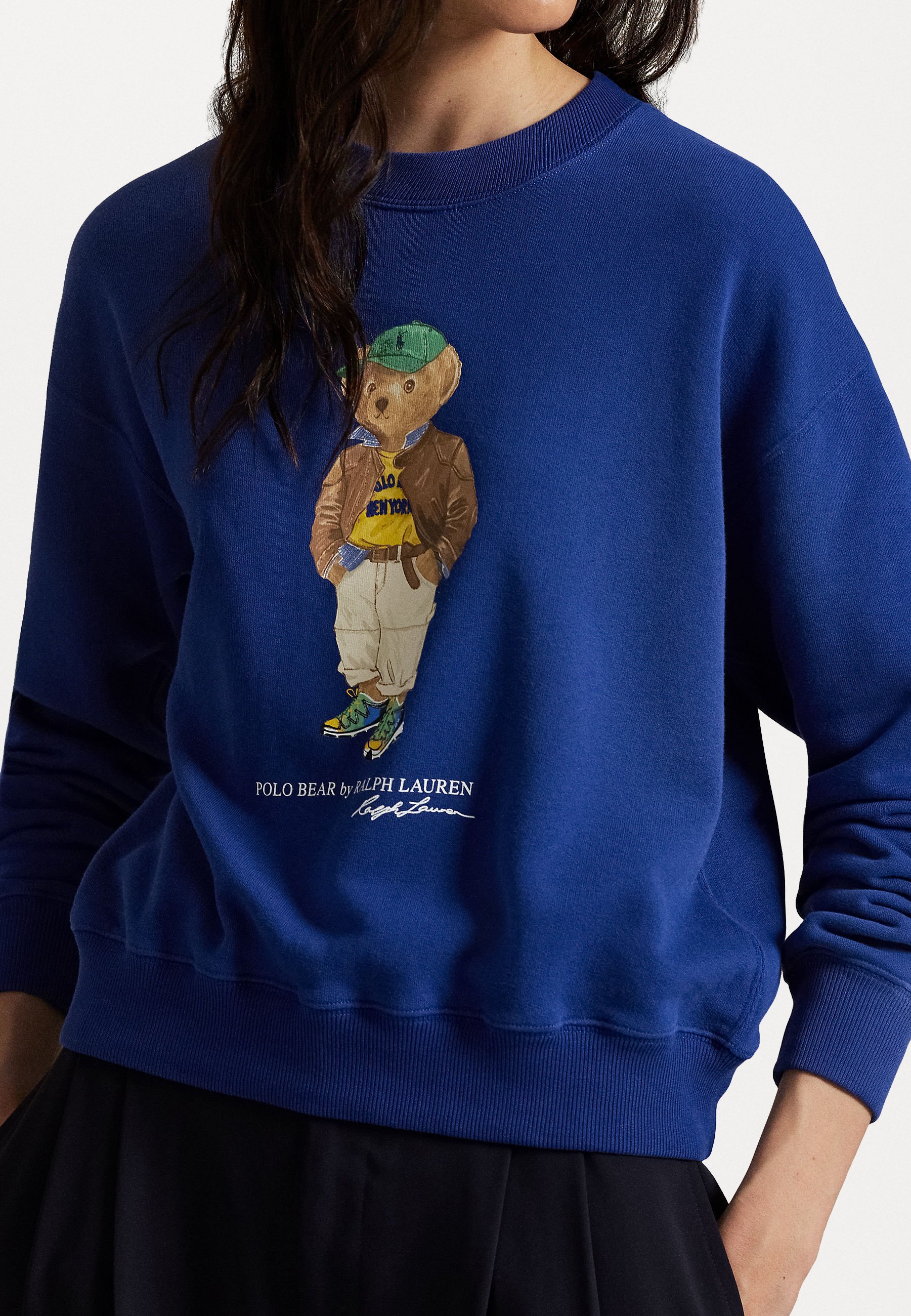 Felpa girocollo in pile leggero Polo Ralph Lauren POLO BEAR - blu yacht