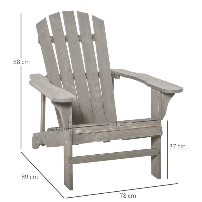 Outsunny - Gartenstuhl - Holz - 78x89x88cm - Grau