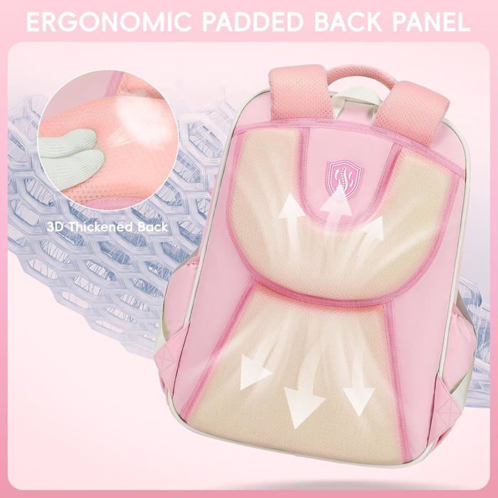 Girls' Primary School Backpack, Ergonomic School Bag for Children from Grades 1-5, Casual School Bag with Pendant, 20 Liters, Pink
