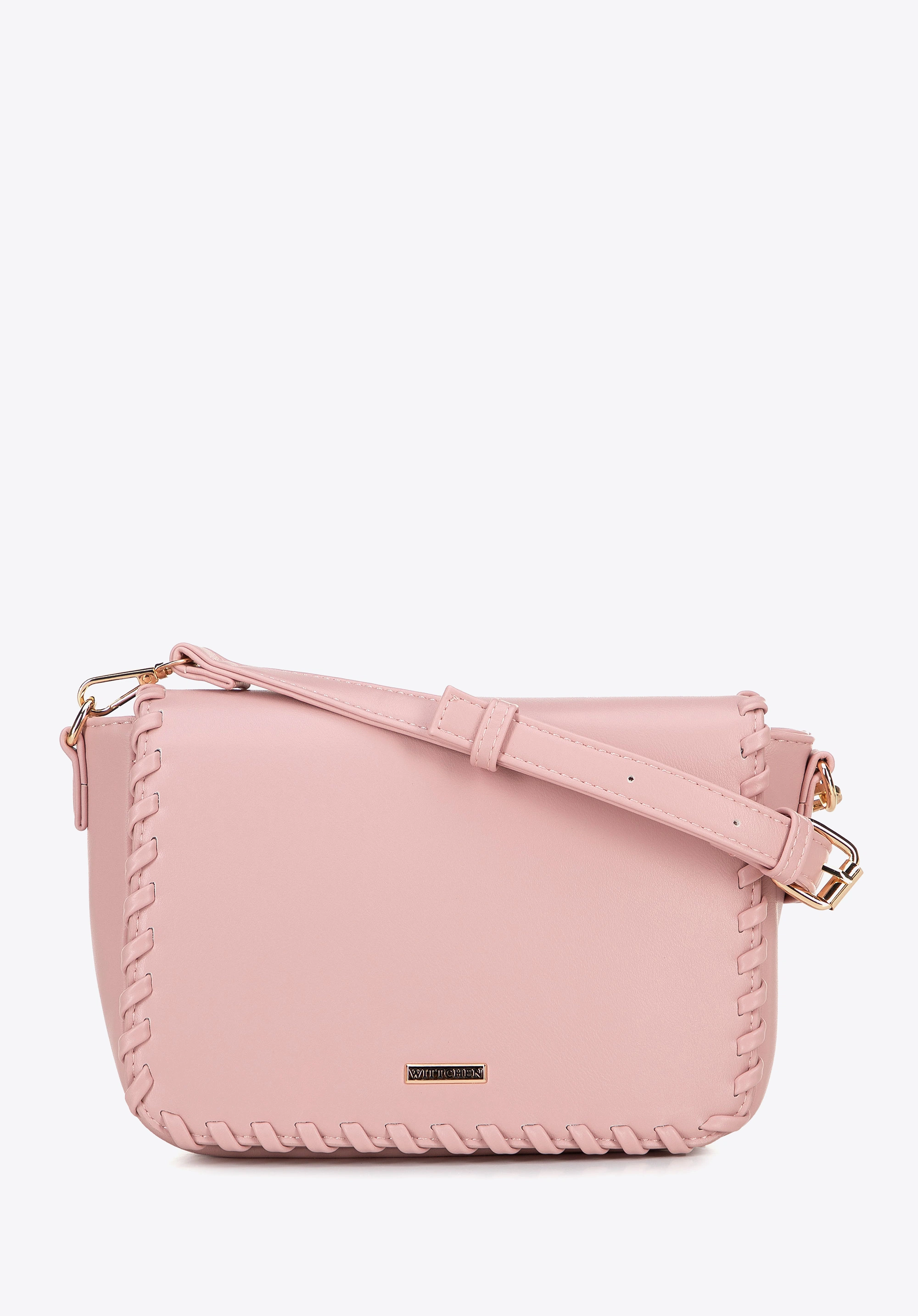 Damska crossbody z obszytą klapą różowa