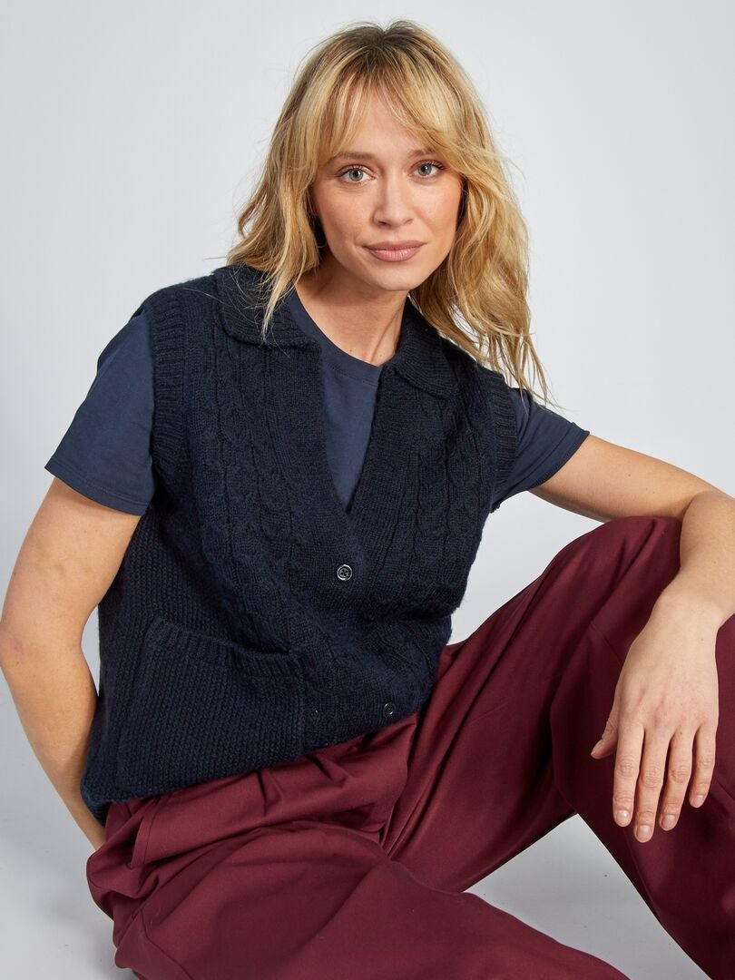 Gebreid vest - BLAUW