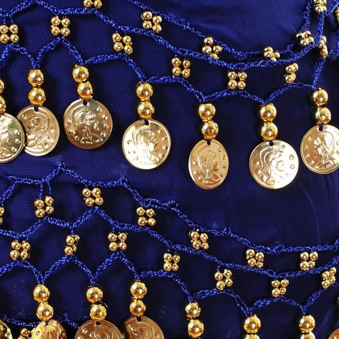 Saia feminina, cinto, faixa de dança, lenço de quadril, acessório de fantasia, azul escuro, oriental
