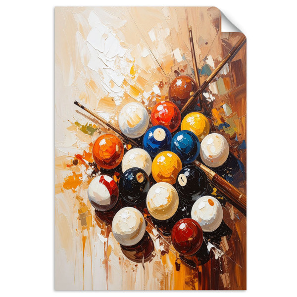 Plakat samoprzylepny do salonu sypialni Feeby Kule bilardowe Snooker 20x30