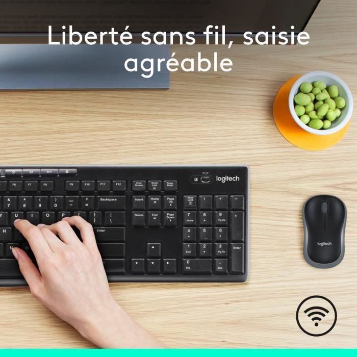 Combo de teclado y ratón inalámbricos Logitech MK270 AZERTY - Negro