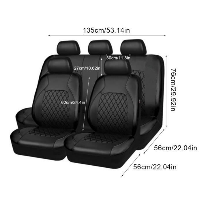 Housse de siège voiture - MIOLOE - Universelle - 9 pièces - Cuir PU - Noir