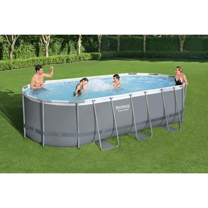 Kit Piscine hors sol tubulaire BESTWAY - Steel Pro Max™ - 549 x 274 x 122 cm - Ovale (Filtre à cartouche, bâche, échelle)