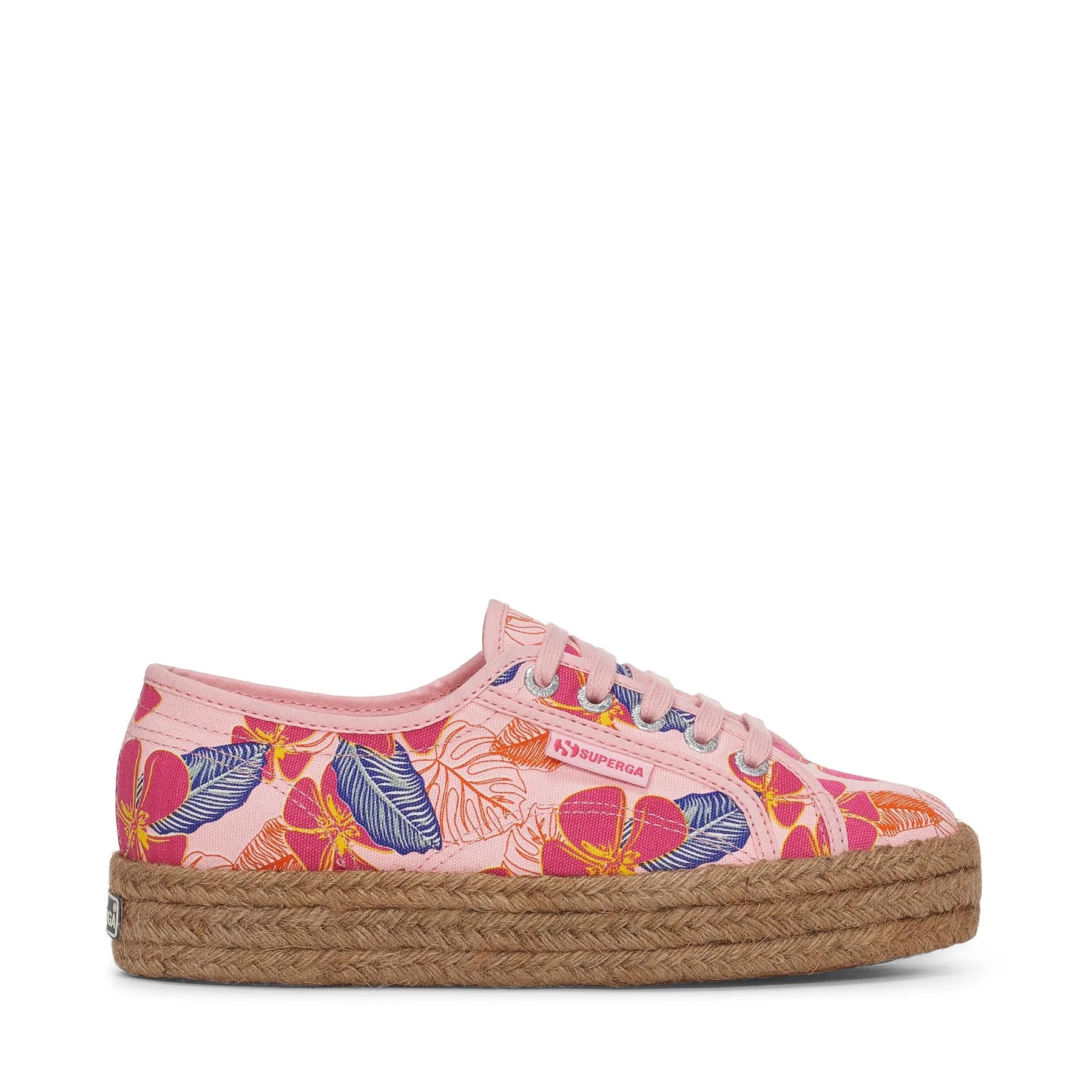 2730 ROPE HIBISCUS FLOWER PRINT-PINK-FUCHSIA HIBISCUS