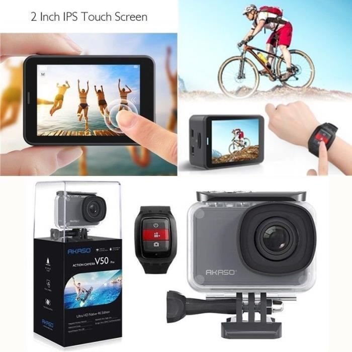 Câmera esportiva AKASO V50 PRO à prova d'água, 4K, Wi-Fi, 20MP, câmera de ação, 30fps, filmadora Ultra HD com EIS, tela LCD sensível ao toque, kit de acessórios.
