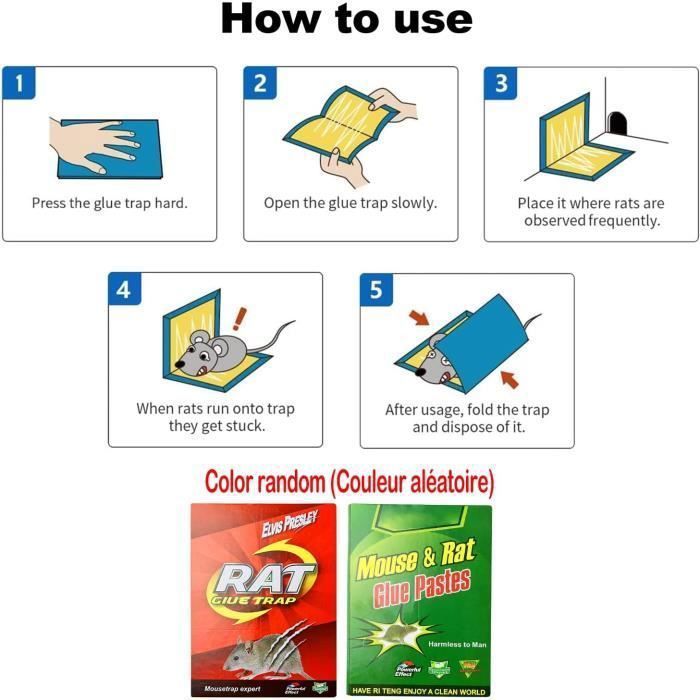 Trappola per topi appiccicosa, trappole adesive per topi, tavolette adesive anti-topo e anti-ratto - (colore casuale) (confezione da 20) BEE SCAM