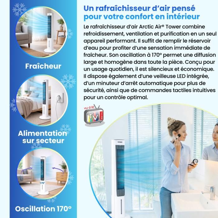 VENTEO - Tower Air Cooler | Portable Fan | Indoor Mobile Air Conditioner | 170° Oscillation | Large Water Tank