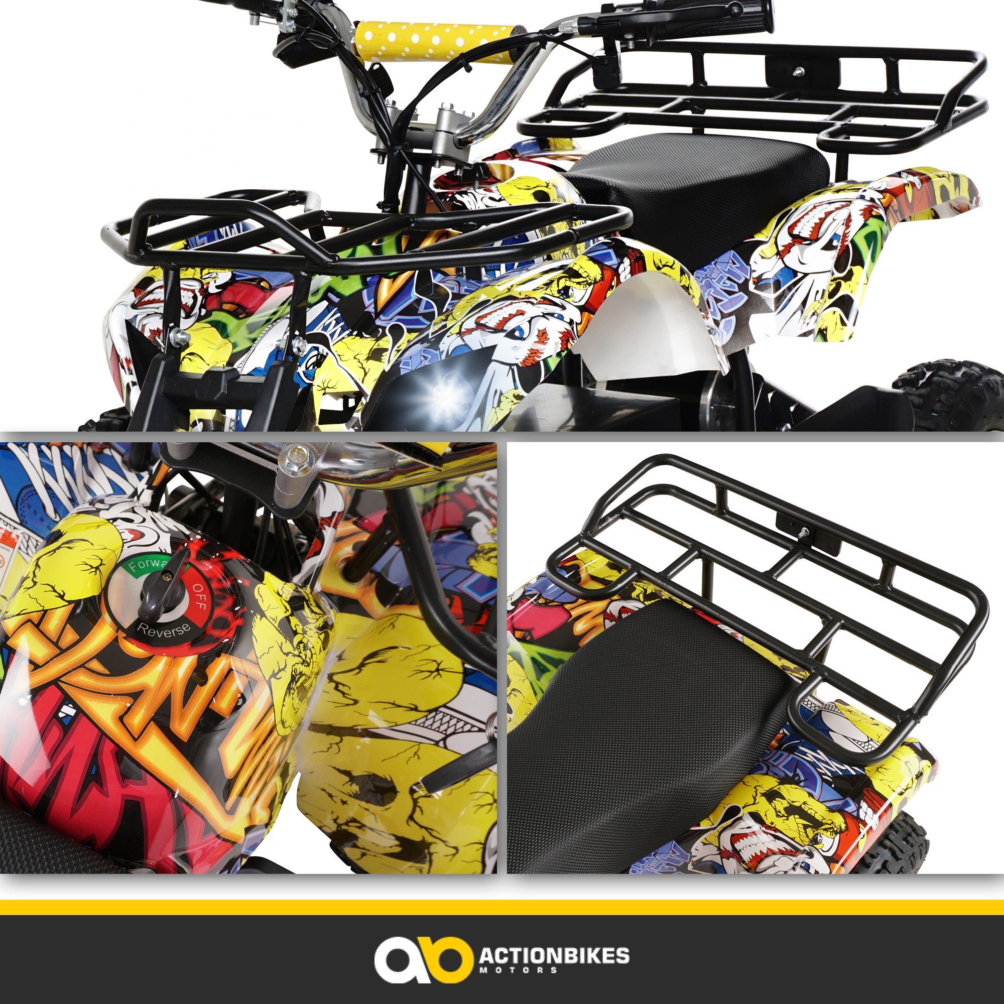 Actionbikes Motors elektrische kinderquad Torino ATV 1000 W 36 V, draagvermogen 50 kg, (1 stuk), compacte quad - veiligheidsbediening - geperforeerde schijfrem - tot 25 km/u
