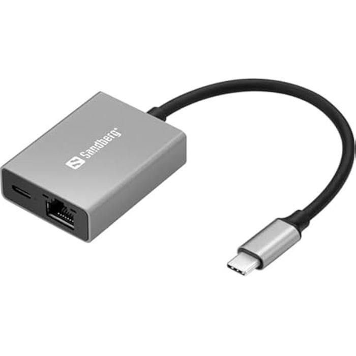 USB-C Adapter - SANDBERG - PD100W - Power Delivery - Gigabit Ethernet - Black