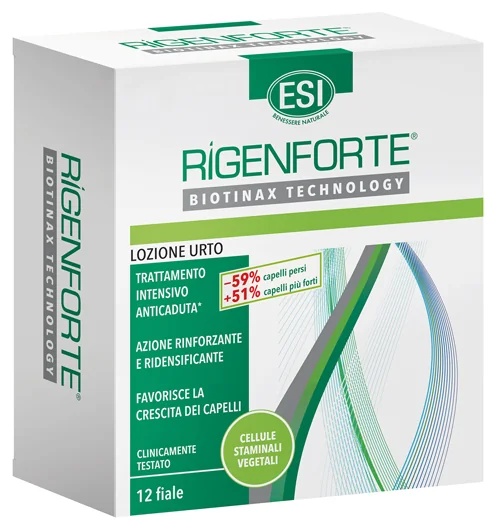 ESI Rigenforte shocklotion tegen haaruitval, 12 flessen voor zacht en geurig haar.