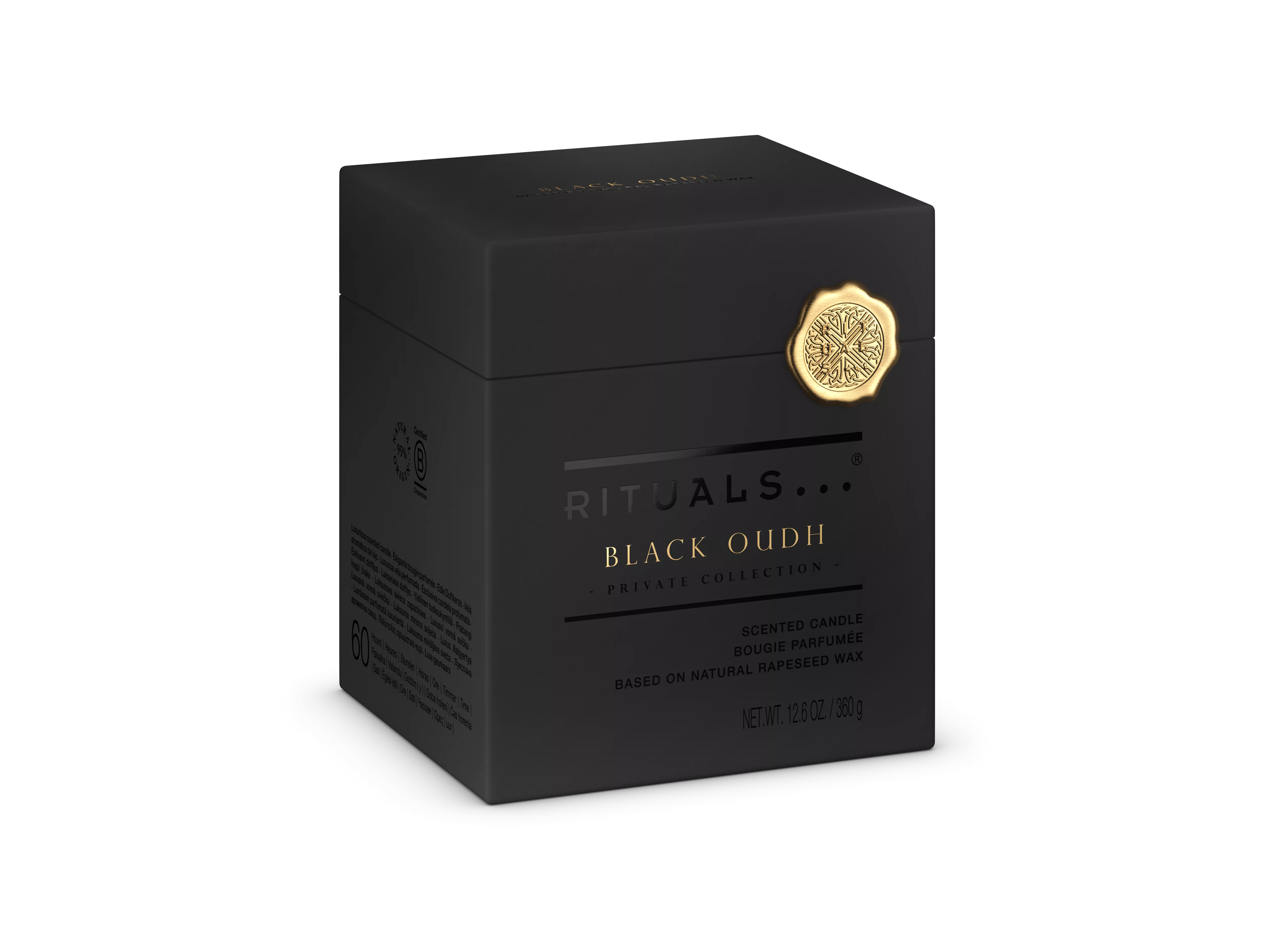 Vela aromática de oud negro