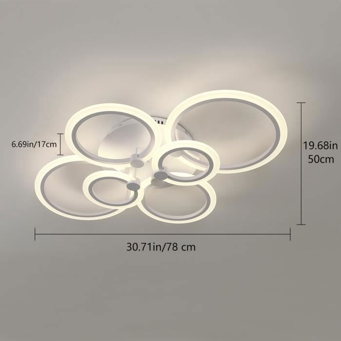 DORLINK DL1105 LED-plafondlamp - 6 ringen 76W - Wit met afstandsbediening - Geschikt voor slaapkamer of hal