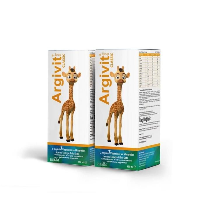 Xarope Multivitamínico Clássico Argivit 2 × 150 ml – Multivitaminas e Minerais + Suplemento Alimentar Líquido de L-Arginina