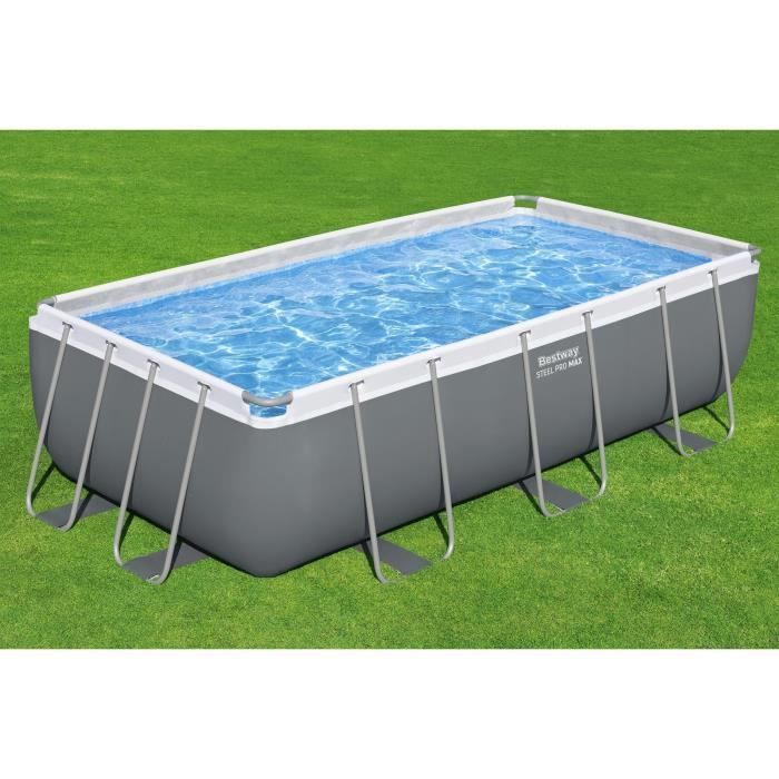 Kit para piscina tubular acima do solo BESTWAY - Steel Pro Max™ - 404 x 201 x 100 cm - Retangular (Filtro de cartucho, escada)