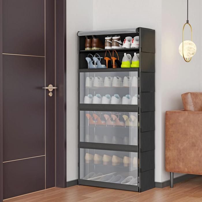 MILIEUVRIENDELIJKE OPBERGKAST - YQINGMAOY - ESTHETISCH - GROTE CAPACITEIT - 64*30*139 CM - ZWART