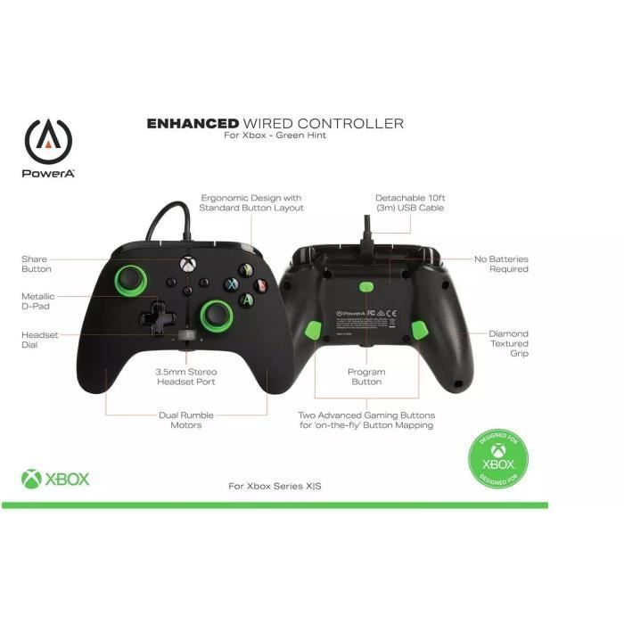 Controle com fio - Detalhes em preto - Xbox Series X / PC