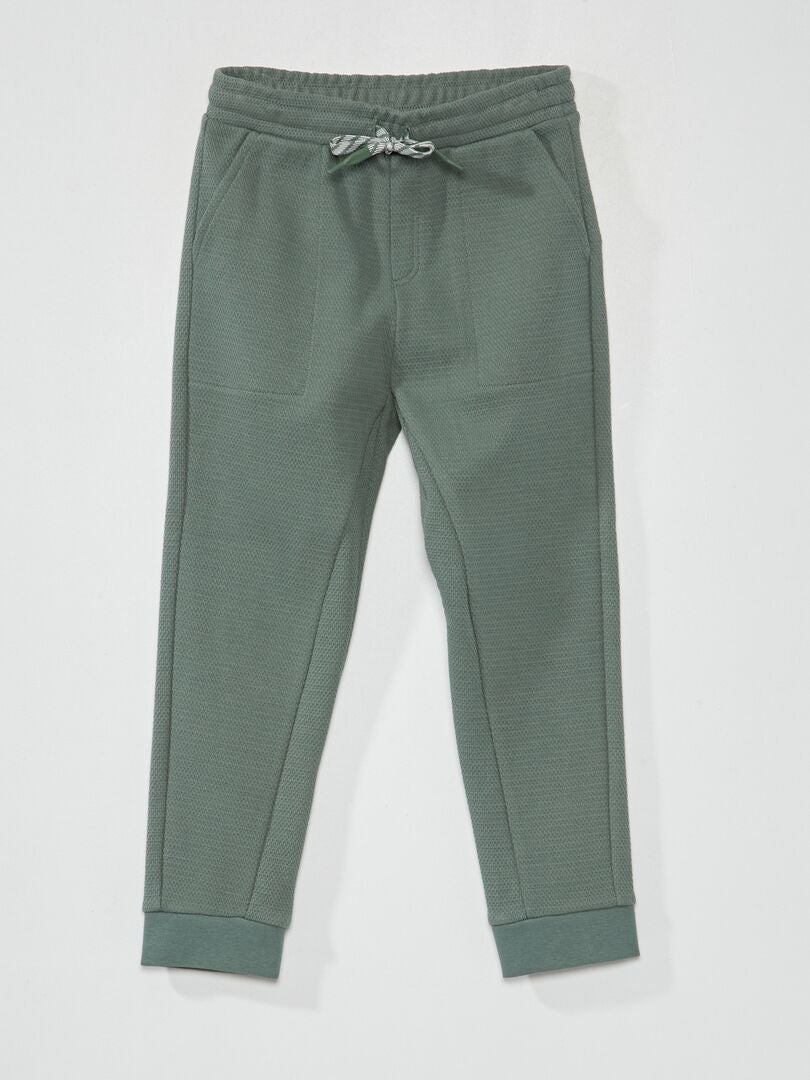 Joggingbroek van katoenpiqué - Slim fit - Grijsgroen