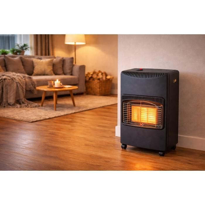 Chauffage d'appoint gaz 4200W + Connectique gaz incluse 3 puissances de chauffe - Poele à gaz mobile Intérieur 120m3 NIKLAS