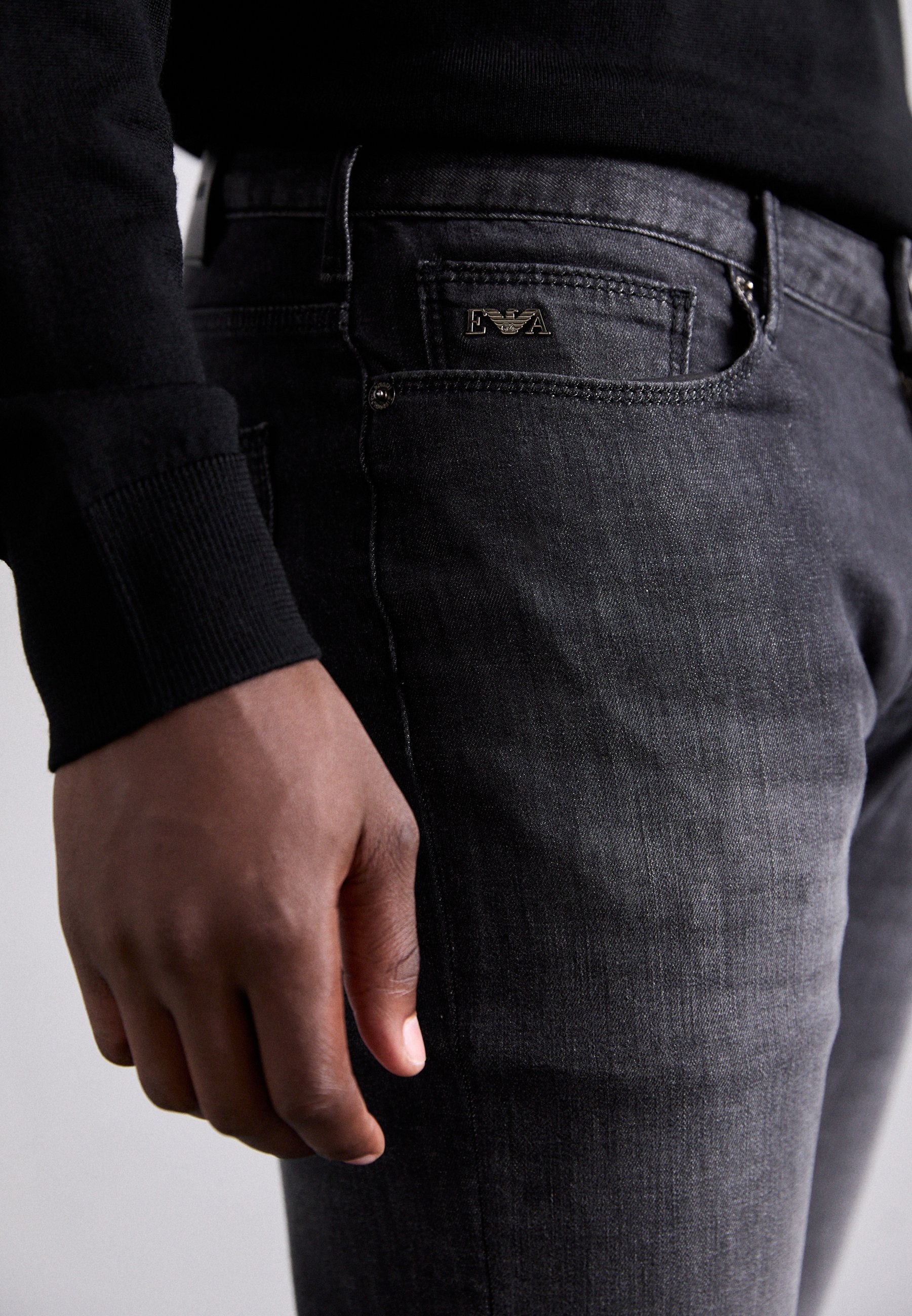 Pantalon Emporio Armani 5 poches - Jean droit - Denim gris moyen