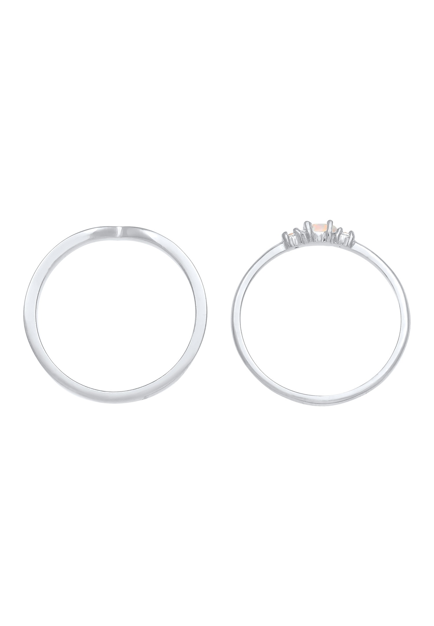 Elli Femmes Ensemble Marquise Forme de V Basique avec Opale Synthétique et Cristaux de Zirconium en Argent Sterling 925