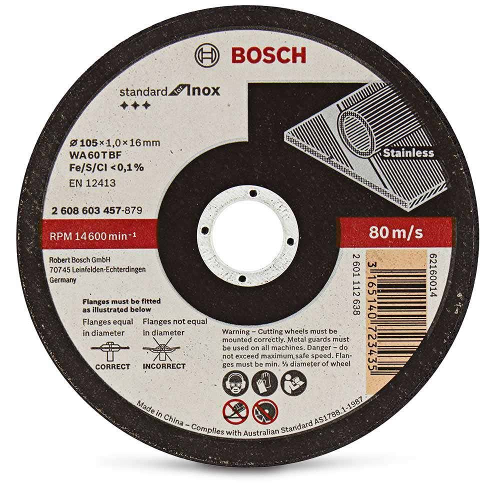 BOSCH Trennscheibe 115 x 1,0 mm für Stahl und Edelstahl – STANDARD für Edelstahl – 100 Stück