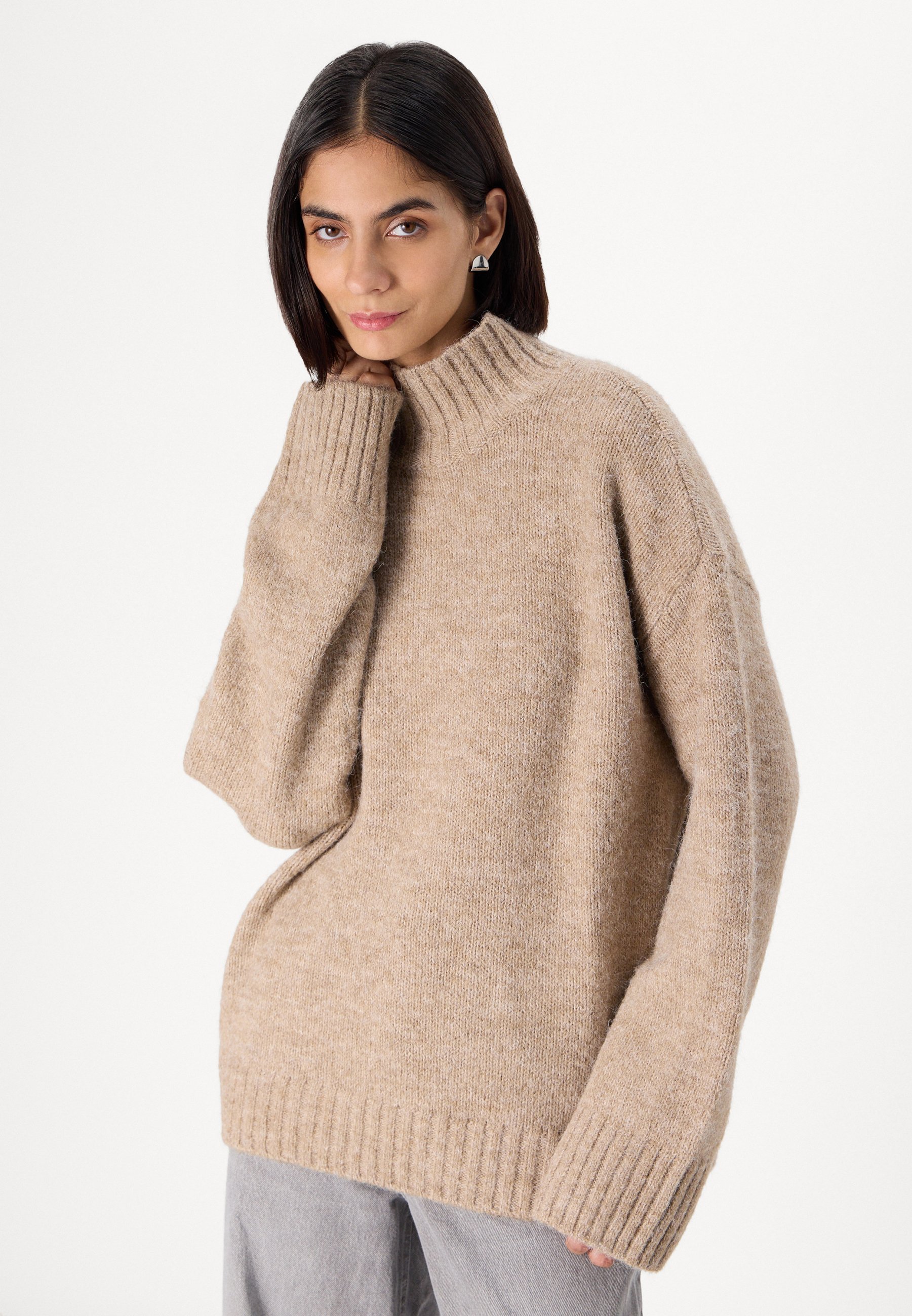Pull col montant Vero Moda Tall VMMADDIE - Vison argenté/mélange