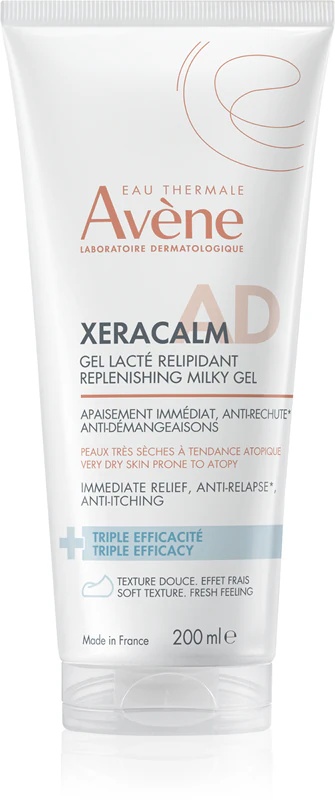 „Avène XeraCalm AD Replenishing Milky Gel“ lipidų balansą atkuriantis kremas sausai ir atopinei odai