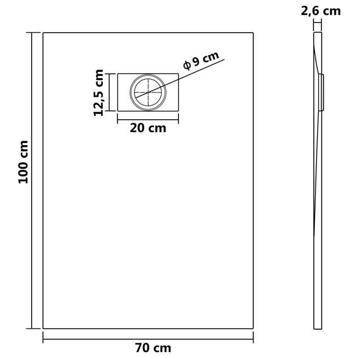 vidaXL Shower Tray Rectangular Shower Tray Bathroom Home Interior Standard 9cm Drain Hole SMC Black 144780