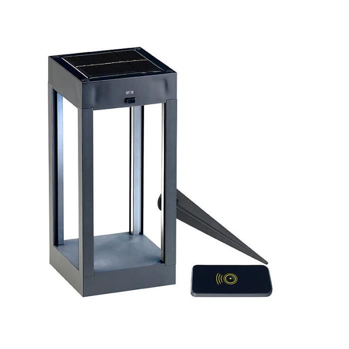 Lanterne solaire d'extérieur - LUNARTEC - LED RGB - 80 lm - Télécommande - Jardin - Métal, Plastique