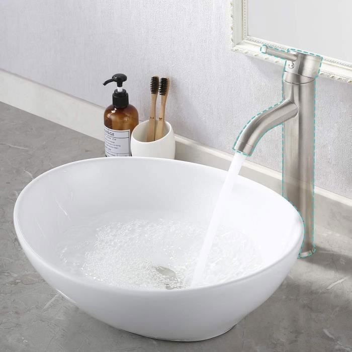 Modern Oval Ceramic Washbasin, Bathroom Sink, White Washbasin, 410x340x150mm