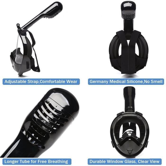 Máscara de snorkel antivaho, máscara facial completa y tubo de snorkel con visibilidad de 180° (L/XL), + GoPro (¡gran descuento!)