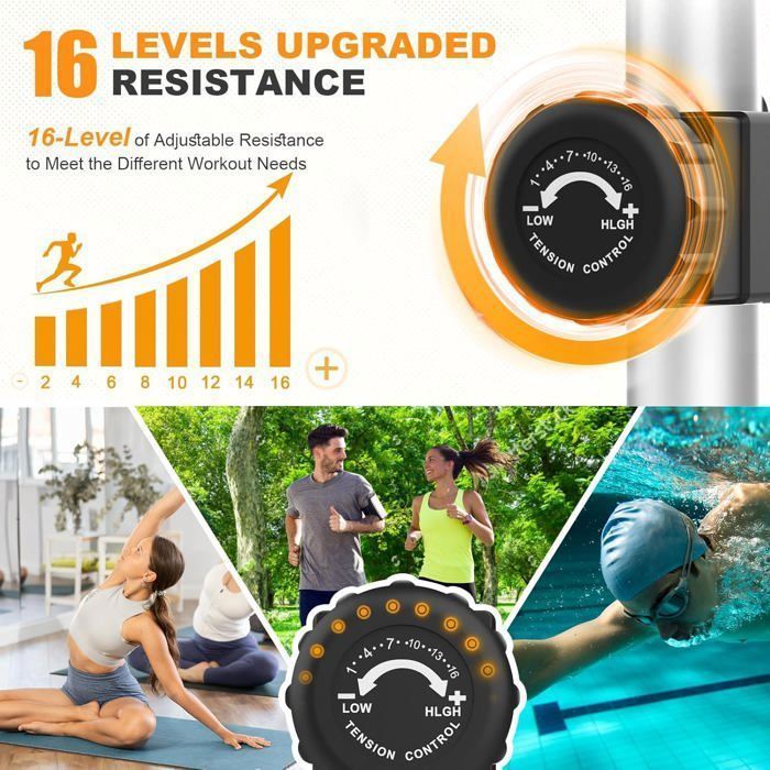 3-in-1 stille crosstrainer, 16 weerstandsniveaus, max. 130 kg, lcd-display, app-compatibel, geschikt voor cardiotraining thuis, zilveroranje