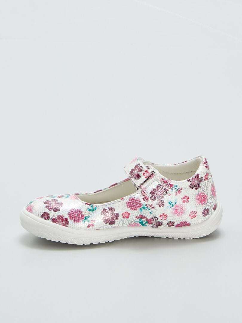 Babyschoentjes met bloemenprint - ROZE