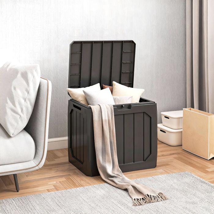 Coffre de Rangement Extérieur - Outsunny - 121L - Poignées, Conteneur Étanche - PP - 56 x 45 x 53 cm - noir