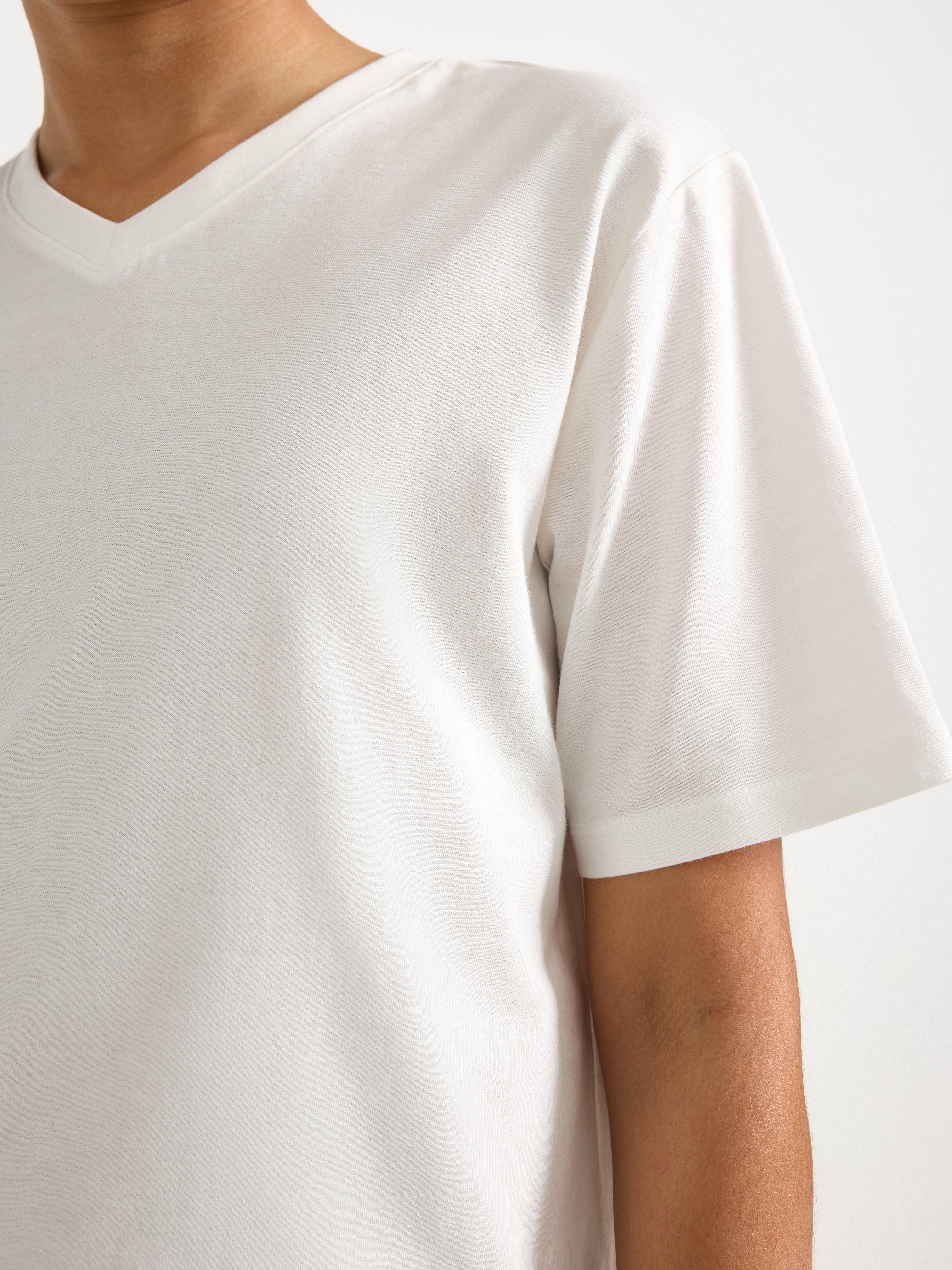 Tricou cu decolteu în V Off White