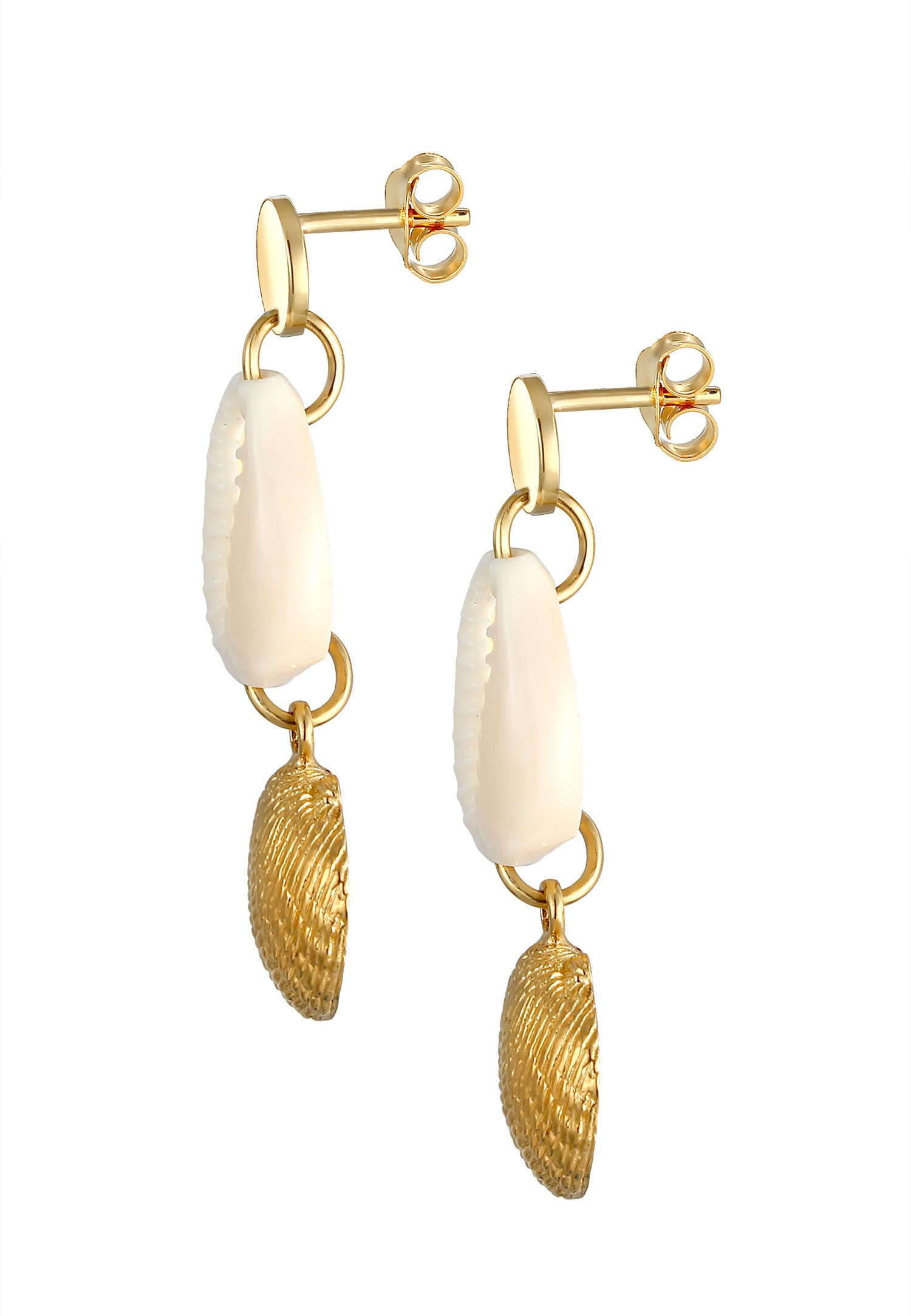 Elli Coquillages Été Plage Mer Boucles d'Oreilles Femme - (925/1000) Argent Plaqué Or