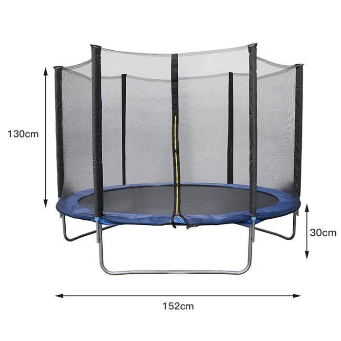 Cama elástica redonda infantil completa - HOMEWELL - 1,6 m - Red de seguridad - Azul