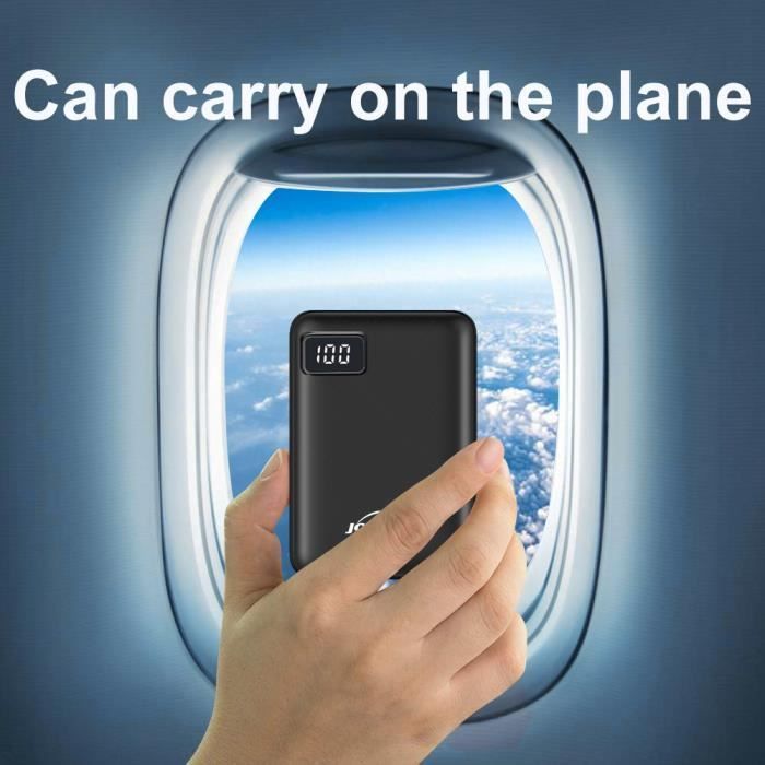 10000mAh externe batterij, snelladen, LCD-display, micro-USB, USB-A powerbank, zwart
