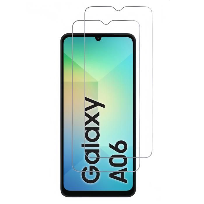 Paquete de 2 protectores de pantalla de vidrio templado para SAMSUNG GALAXY A06. Transparentes - Resistentes a los arañazos - Ultra resistentes (dureza 9H).