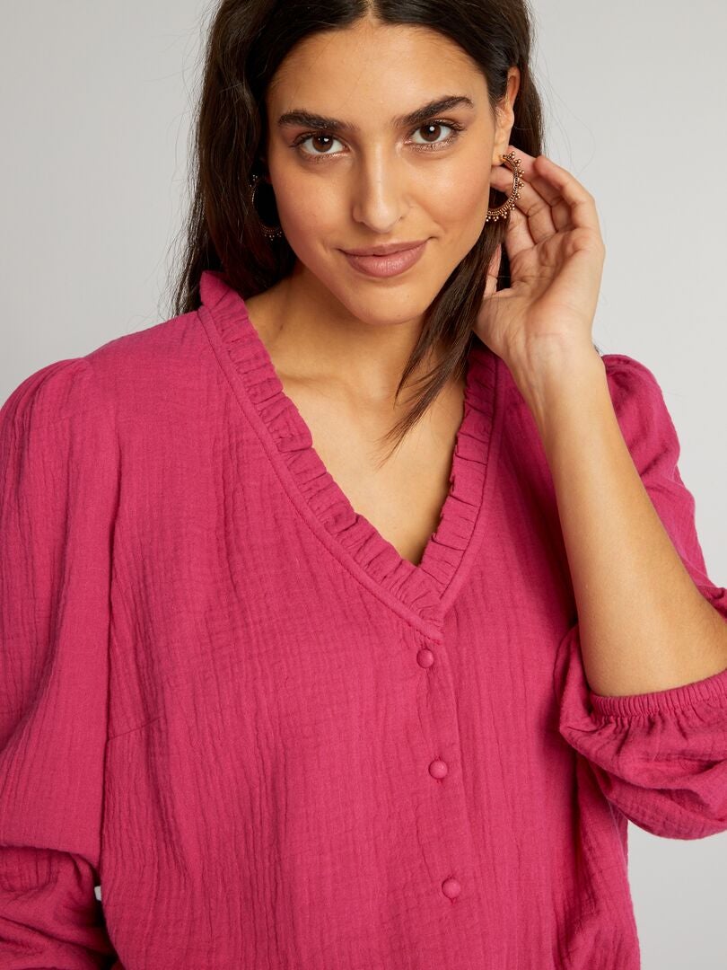 Blusa de gasa de algodón - ROSA