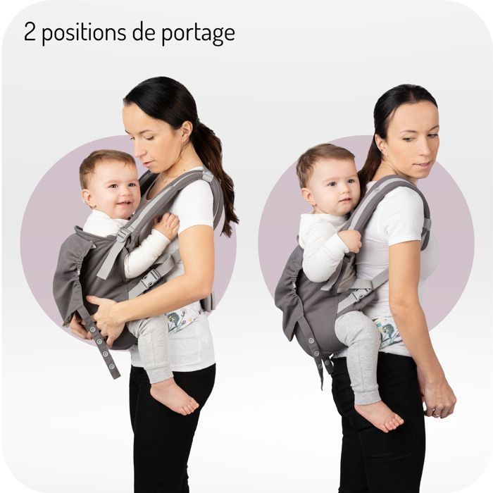 MoMi COLLET – Portabebés ergonómico y fisiológico – Para llevar al bebé delante o a la espalda – Ajustable – Hasta 15 kg – Estampado floral