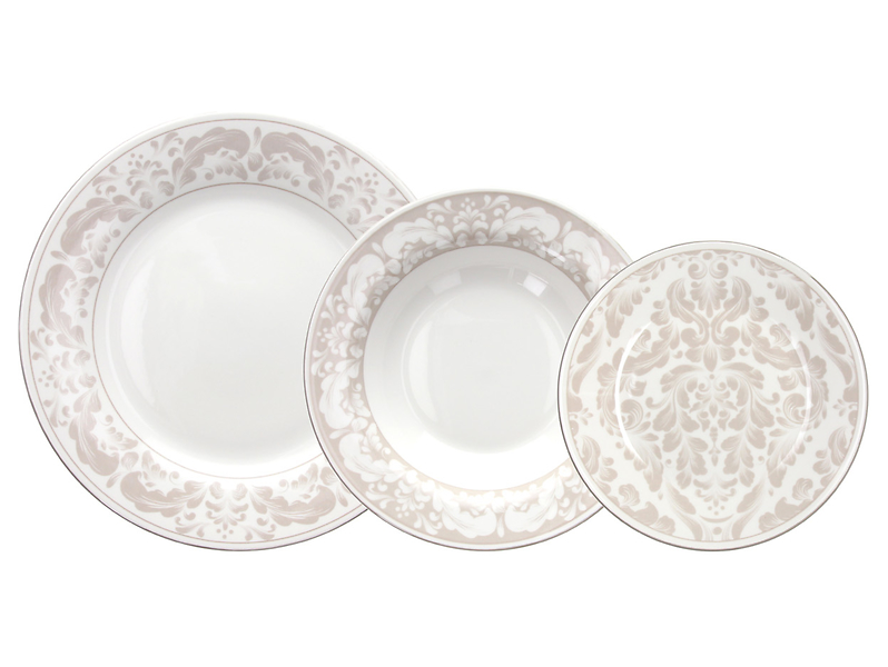 Komplet obiadowy 18 el. porcelanowy Olimp New Dama Tognana beżowy