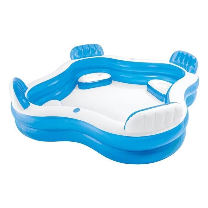 Piscina familiar octogonal azul con asientos y reposacabezas, 229 x 229 x 66 cm - INTEX - 56475