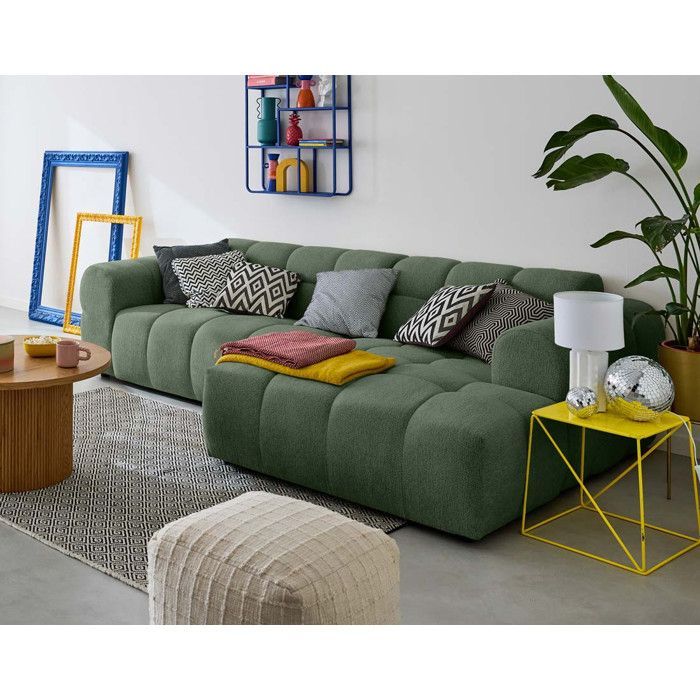 Ray – Ecksofa rechts – 4-Sitzer – Strukturierter Stoff – Grün